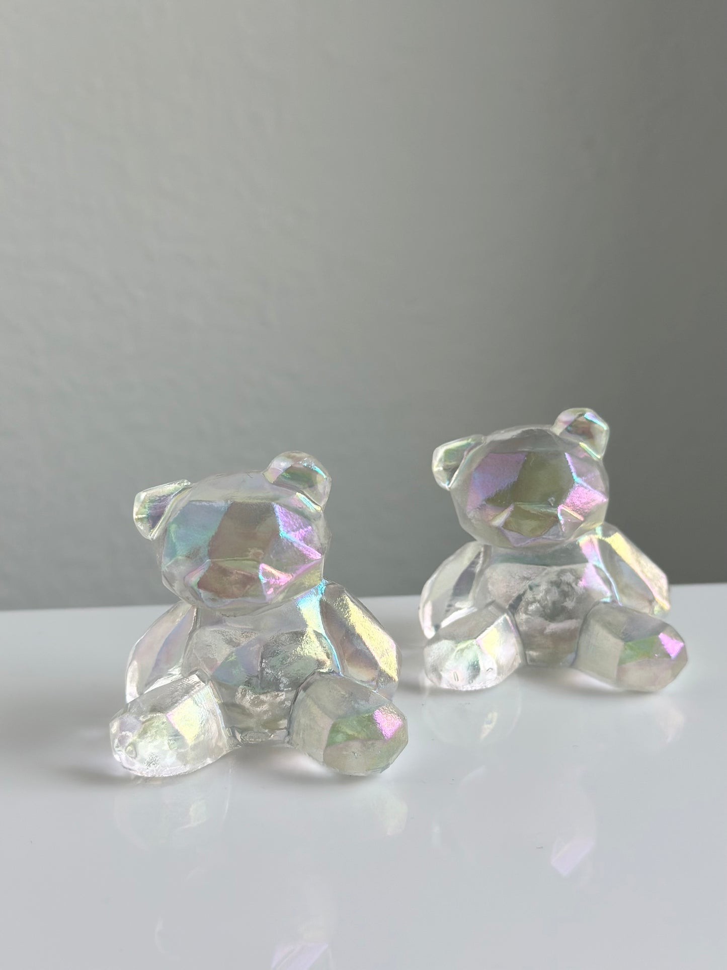 Clear Quartz Angel Aura Coated | Faceted Bear