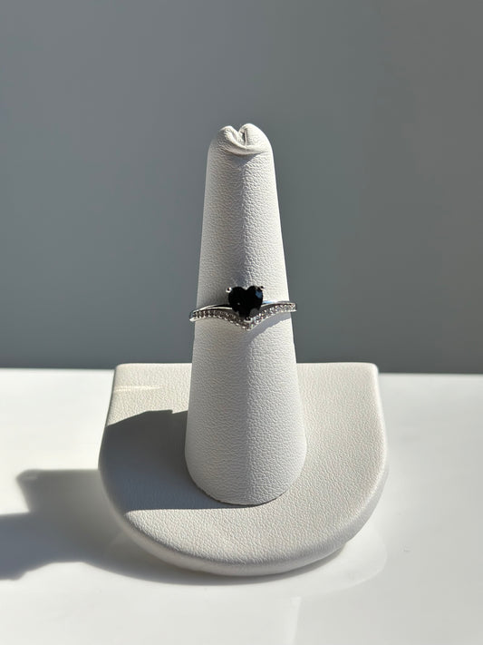 Black Spinel Heart Ring | Adjustable Size