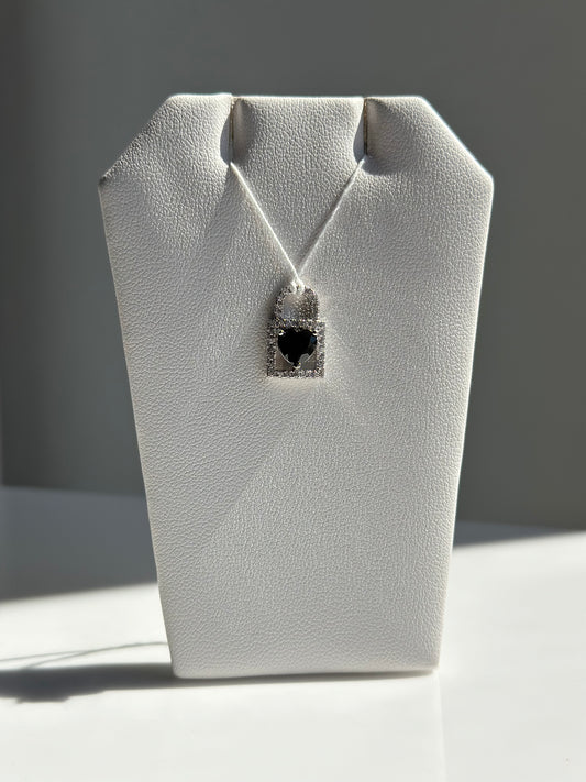 Black Spinel Faceted Heart Lock | Pendant