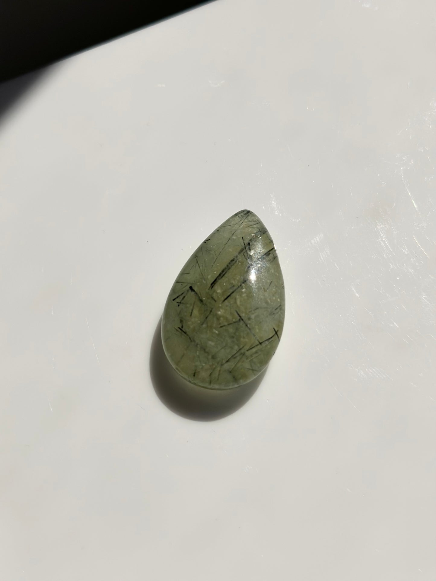 Prehnite x Black Tourmaline | Teardrop 01