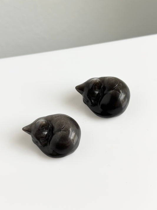 Obsidian Silver Sheen | Sleeping Cat