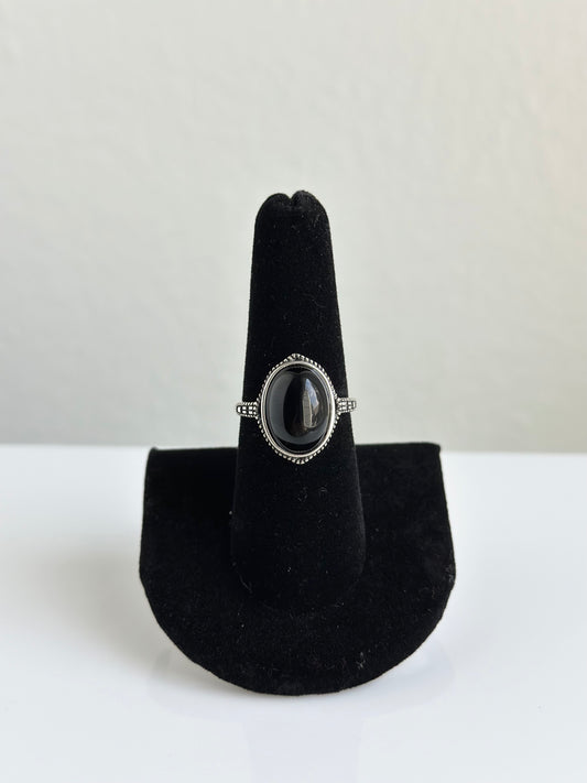 Black Agate Ring | Adjustable Size