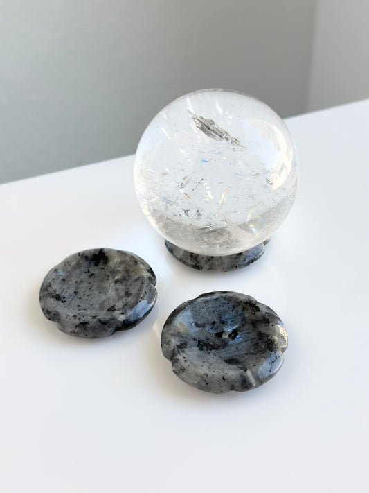 Larvikite | Round Worry Stone and/or Sphere Holder