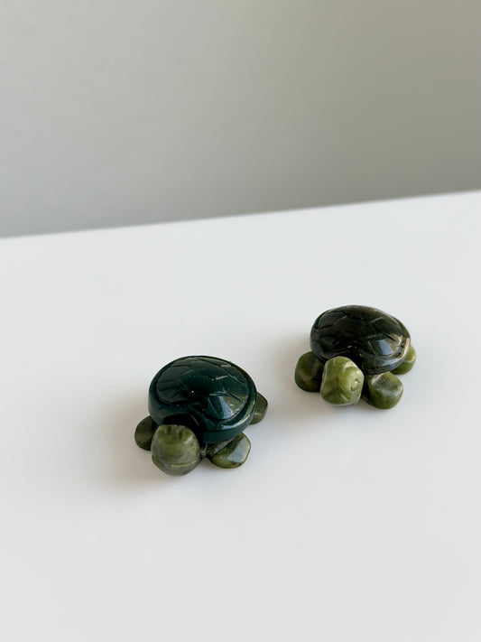 Moss Agate x Jade | Mini Turtle