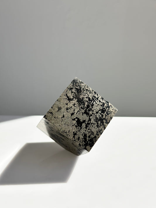 Pyrite x Tourmaline | Floating Cube