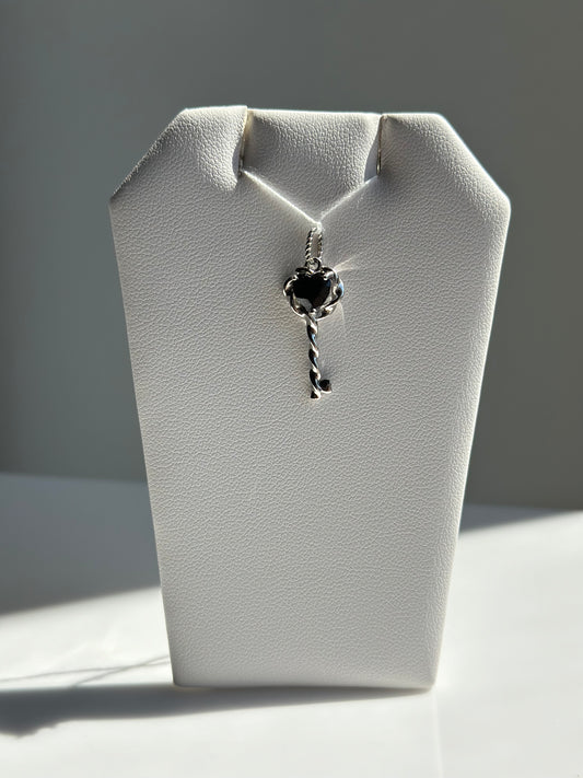 Black Spinel Faceted Heart Key | Pendant