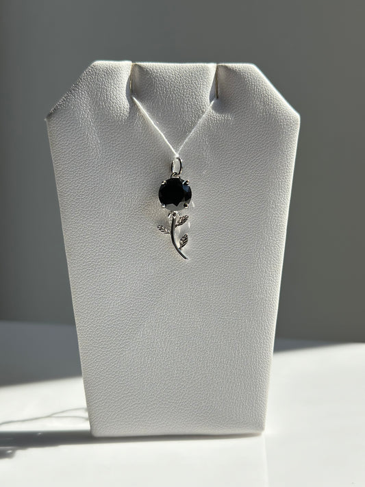 Black Spinel Faceted Rose | Pendant