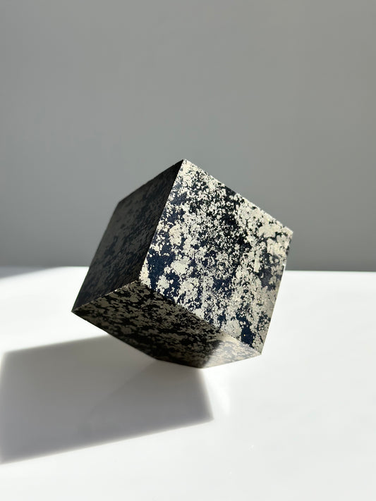 Pyrite x Tourmaline | Floating Cube