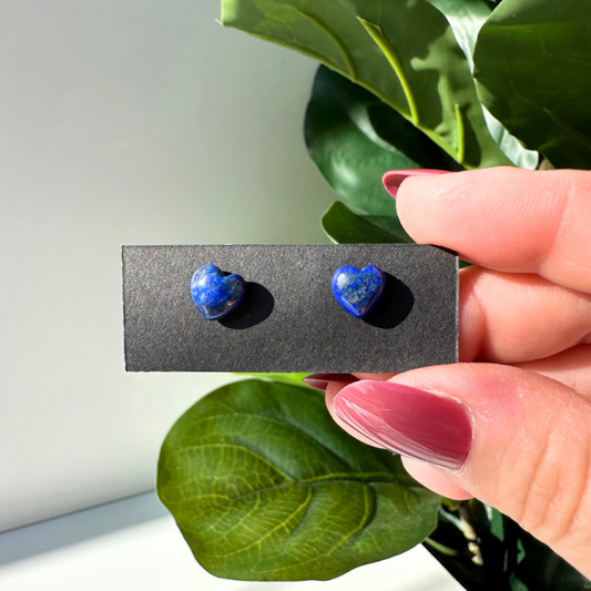 Lapis Lazuli | Heart Stud Earrings