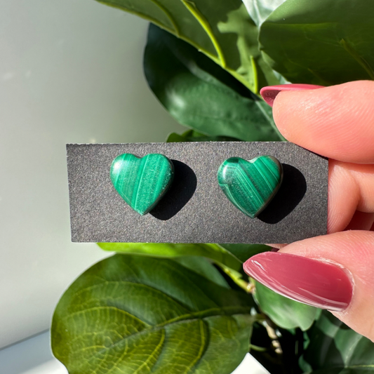 Malachite Heart | Stud Earrings