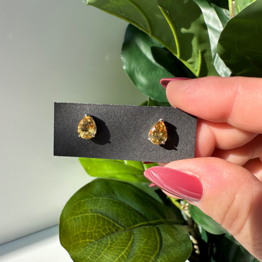 Citrine | Faceted Pear Stud Earrings