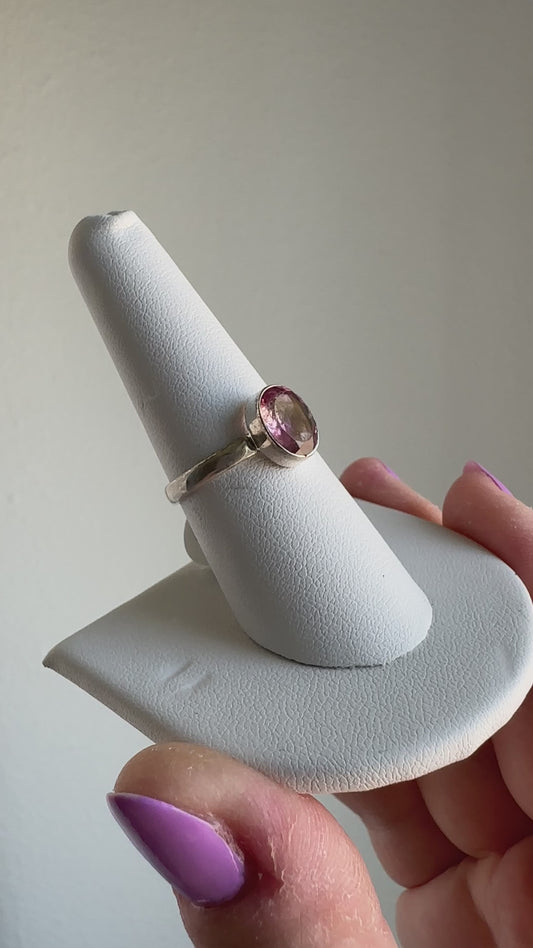 Pink Tourmaline Faceted Ring | Size 8