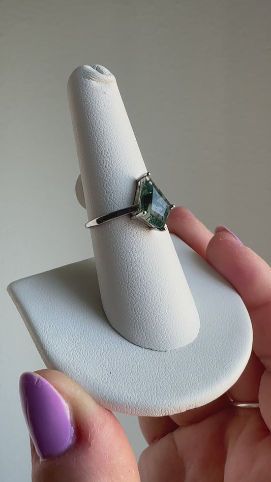 Moss Agate Faceted Ring | Adjustable